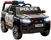 AIYAPLAY Mașina Electrică de Poliție pentru Copii 12V cu Telecomandă, Sirenă și Lumini, Vârsta 3-5 Ani, Negru | Aosom Romania