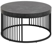 Măsuță de cafea neagră rotundă cu blat cu aspect de marmură ø 65 cm Strington – Actona
