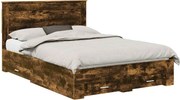 vidaXL Cadru de pat cu sertar cu headboard cu depozitare Lemn compozit