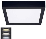 Plafonieră LED/24W/230V 3000/4000/6000K negru pătrat Solight WD175-B