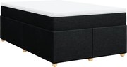vidaXL Pat box spring cu saltea, negru, 120x200 cm, textil