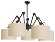 Lustra moderna cu 5 brate articulate Amsterdam abajur light linen
