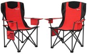 Outsunny Set 2 Scaune de Camping Pliabile cu Geantă Frigorifică, Suport pentru Pahare și Tetieră, 94x62x100 cm, Roșu | Aosom Romania