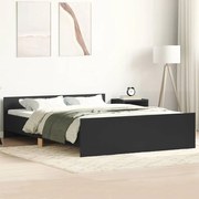 vidaXL Cadru pat cu tăblie de cap/picioare, negru, 120x190 cm