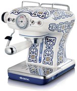 Espressor manual Ariete Capri 1389/1C, 850W, 15 bar, 0.9 L, Spumare lapte, Cafea macinata si doze ESE, Alb/Albastru