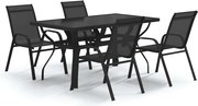 vidaXL Set de servit masa pentru grădină, 5 piese, negru