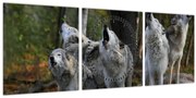Tablou - Lupii de pe stâncă (cu ceas) (90x30 cm)