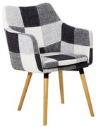 Scaun Bucatarie Si Dining Stofa Alb/model patchwork Negru/fag, LANDOR