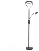 Lampa de podea moderna neagra cu brat de citit incluzând LED și dimmer - Divo