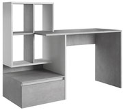 Birou cu poliță MARLO, gri beton/alb