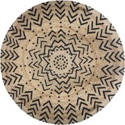 Covor rotund din iută, Ø 120 cm, imprimeu geometric