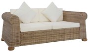vidaXL Canapea cu 2 locuri cu perne, culoare naturală, ratan