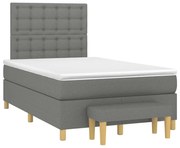 vidaXL Pat box spring cu saltea, gri închis, 120x190 cm, textil