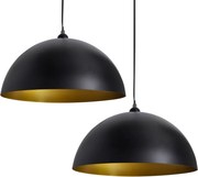 vidaXL Lustră 2 buc, înălțime reglabilă, semisferică, negru