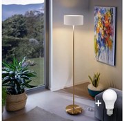 Lampă LED de podea TUNJA, 1 x E27, 20 W, 230 V, Ø 30 cm, aurie/albă