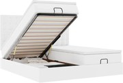 vidaXL Cadru pat otoman cu saltele alb pur 200x200cm piele artificială