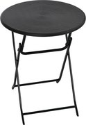 Outsunny Masă de Grădină Rotundă, Pliabilă, pentru 2 Persoane, Efect Lemn, Oțel+Plastic, Gri Închis, 60 x 60 x 73 cm | Aosom Romania