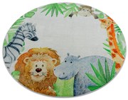 BAMBINO 54090 rotund covor lavabil Animale, Africa pentru copii anti-alunecare - alb / verde