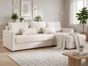 Coltar extensibil de colt VENORIA, crem, reversibil, 220x143 cm + 2 perne GRATUIT