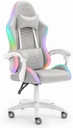 Scaun de gaming HC-1000 Gray-White LED RGB tesatura