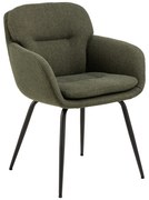 Scaun de sufragerie kaki cu cotiere tapițat Dora – Actona