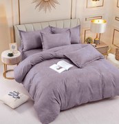 Lenjerie Pat Dublu din Bumbac Tip Finet, cu Elastic, 6 Piese - Mov Inchis