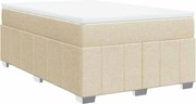 vidaXL Pat box spring cu saltea, crem, 120x200 cm, textil