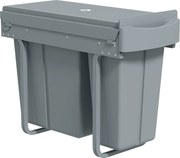 HOMCOM Coș de gunoi de bucătărie glisant 30L cu 2 compartimente, coș sub chiuvetă cu capac mat, 52x26x40,8cm, gri | Aosom Romania