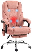 Vinsetto Fotoliu de birou cu masaj, încălzire, înălțime reglabilă, spătar înclinabil, suport picioare retractabil, telecomandă, roz | Aosom Romania