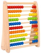 Numaratoare din lemn masiv NOVOKIDS™ Wooden Abacus, 10 randuriX10 bilute de numarat, 25x12x32 cm, Jucarie educativa, Materiale Eco, Multicolor