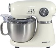 Mixer planetar Swiss Haus SH-KM2005, 1000 W, 5 l, 12 viteze, Pornire treptata, Cap rabatabil, Bol din inox, Crem