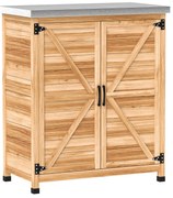 Outsunny Dulap de Exterior cu Raft și Bancă de Lucru Superioară, 79x43x92 cm, Lemn Natural | Aosom Romania