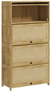 HOMCOM Dulap Boho pentru Bucătărie, Unitate de Depozitare din Ratan cu 4 Uși Rabatabile, Design Natural | Aosom Romania