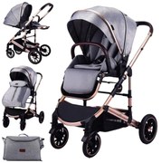 Carucior 2 in 1 reversibil, compact și pliabil tip carte - CPC-64-gri