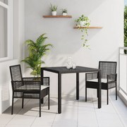 vidaXL Set de masă pentru grădină 3 pcs Negru Rattan poli