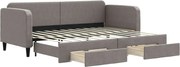 vidaXL Pat de zi cu extensie și sertare, gri taupe, 80x200 cm, textil