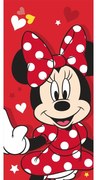Prosop pentru copii roșu din bumbac 70x140 cm Minnie "Red heart" – Jerry Fabrics