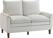 HOMCOM Canapea 2 locuri 146 cm, canapea chenille cu căptușeală în două straturi, pernă cu arcuri, șezut adânc, spătar înalt, alb crem | Aosom Romania