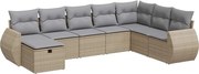 vidaXL Set canapele de grădină, 8 piese, cu perne, bej, poliratan