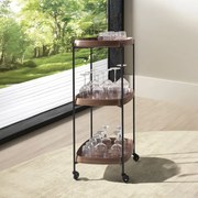 Gheridon, Mini Bar cu roti pentru bauturi si sticle Walnut