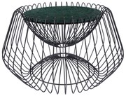 Masuta de cafea rotunda din marmura si fier 60x60x35 cm verde/negru