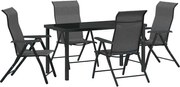 vidaXL Set de masă pentru grădină 5 pcs Gri Oțel vopsit electrostatic