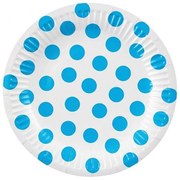 Colorat Sky Blue Polka Dot Farfurie de hârtie cu buline 6 buc 18 cm