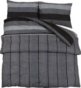 vidaXL Set cu husă de pilotă, gri închis, 135x200 cm, bumbac
