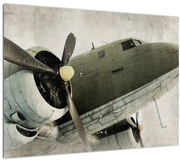 Tablou pe sticlă - Avion vechi cu elice (70x50 cm)