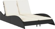 vidaXL Șezlong cu perne, negru, 114x205x73 cm, poliratan