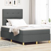 vidaXL Pat cu arcuri cu saltea Gri închis 120 x 190 cm țesătură