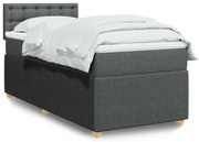 vidaXL Pat box spring cu saltea, gri închis, 80x200 cm, textil