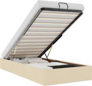 vidaXL Cadru de pat otoman fără saltea cremă 90x200 cm țesătură