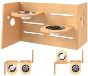 PawHut Suport pentru boluri pentru câini ridicat cu 3 înălțimi ajustabile, boluri pentru câini 2 boluri oțel inoxidabil 63 x 58,5 x 40 cm stejar | Aosom Romania